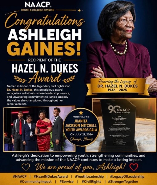 Ashleigh Gaines, ACT-SO Chair for the Anchorage NAACP, recipient of the Hazel N. Dukes Award