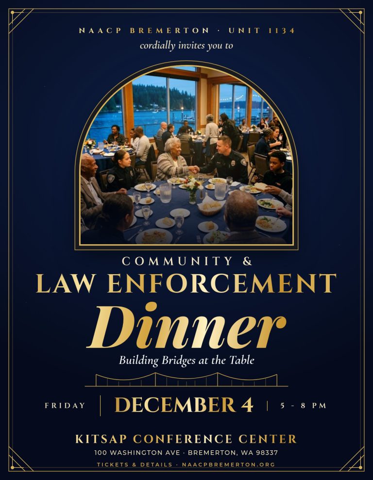 Community and Law Enforcement Dinner invitation, Building Bridges at the Table, December 4, 2026, Bremerton