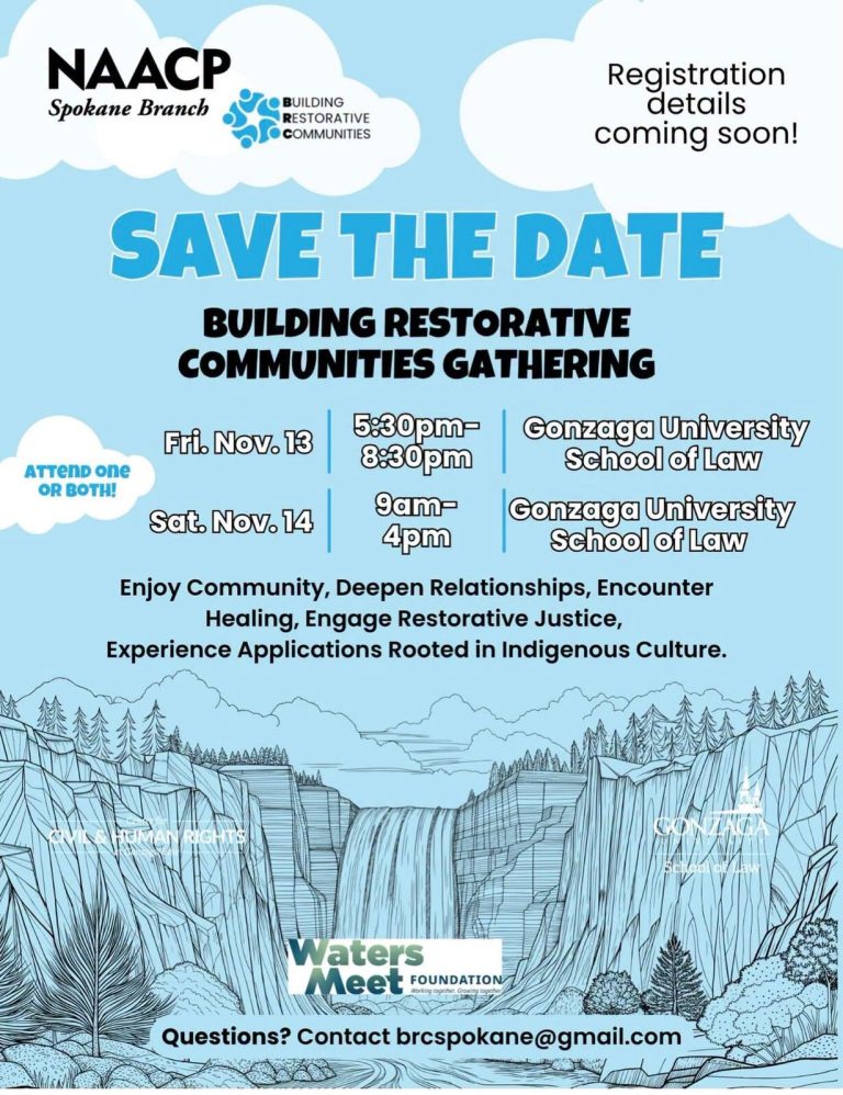 Restorative Communities Gathering 2026 flyer, NAACP Spokane Building Restorative Communities, November 2026, Spokane